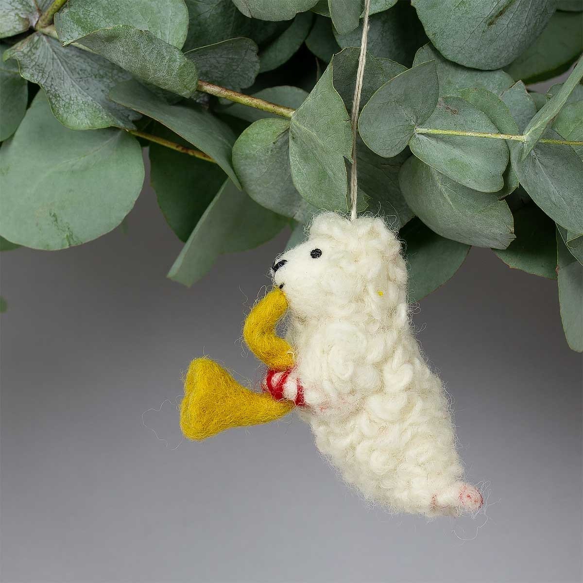 LAMB WITH TRUMPET Christmas ornament