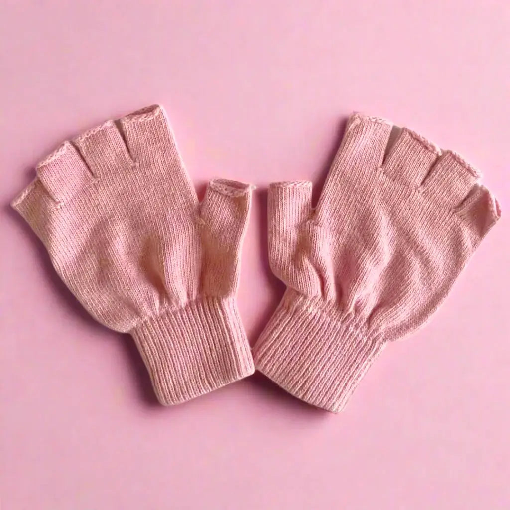 Wool Fingerless Gloves - Pink