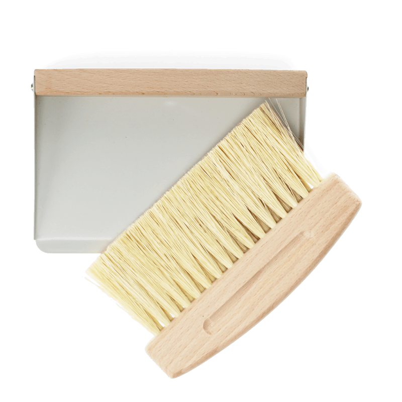 Wooden table brush and dustpan set