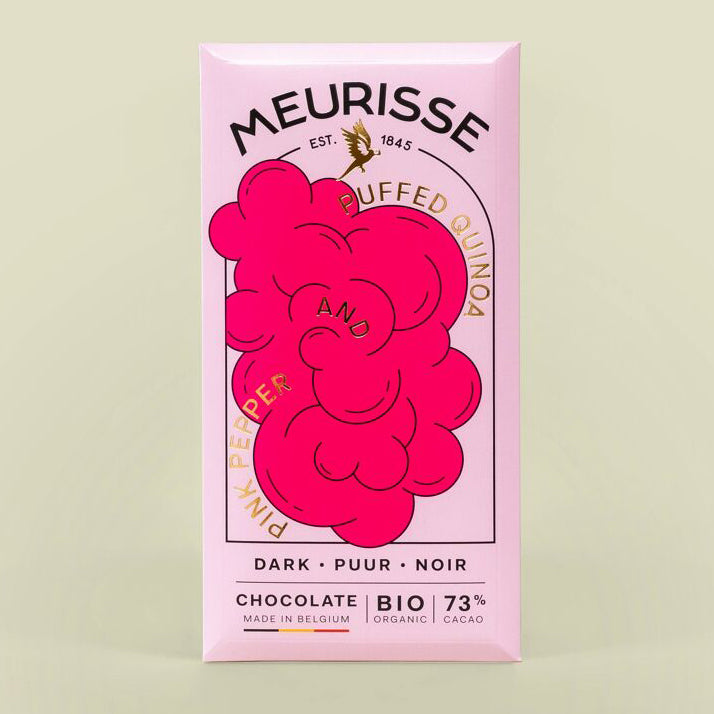 Organic Dark chocolate with Puffed Quinoa & Pink Pepper