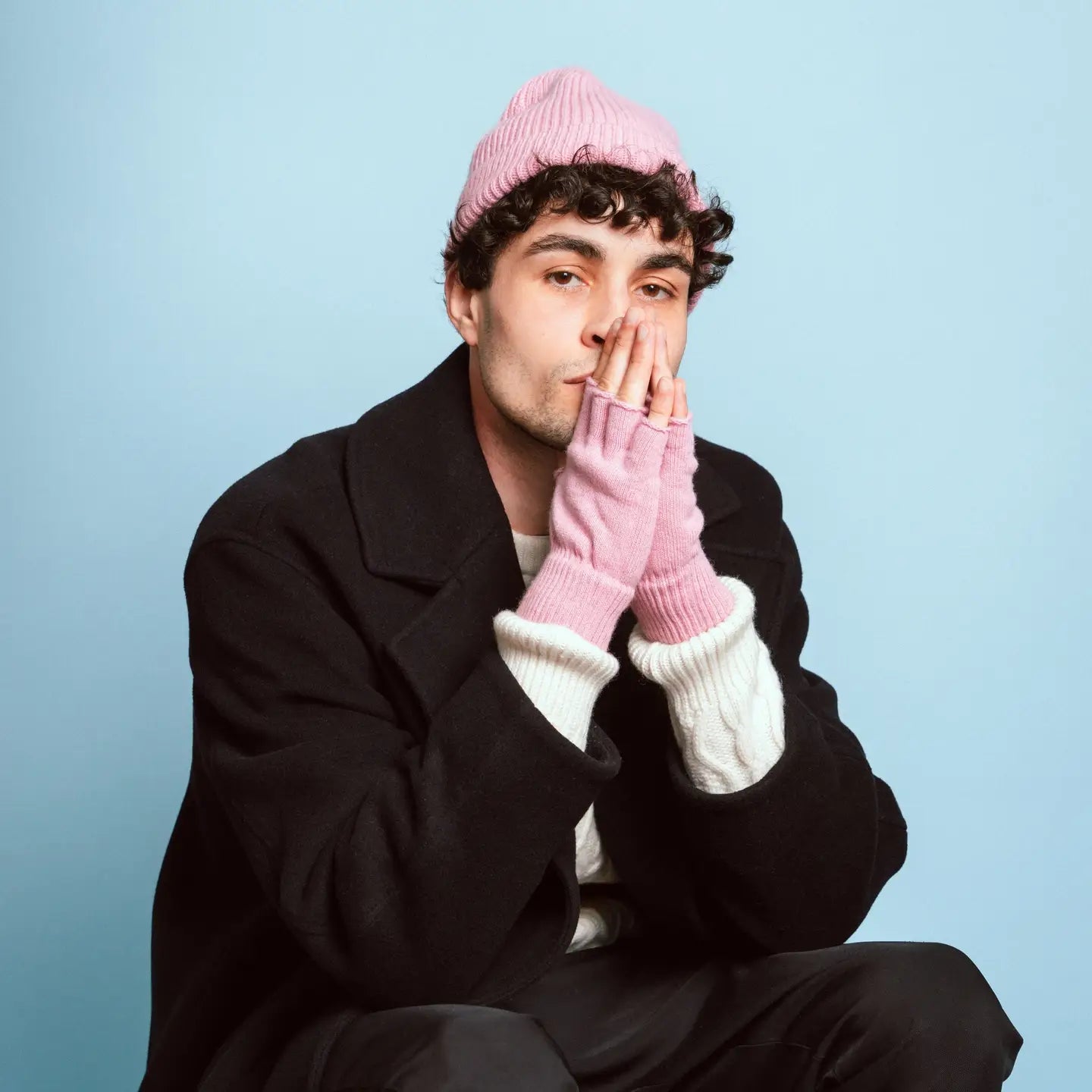 Wool Fingerless Gloves - Pink
