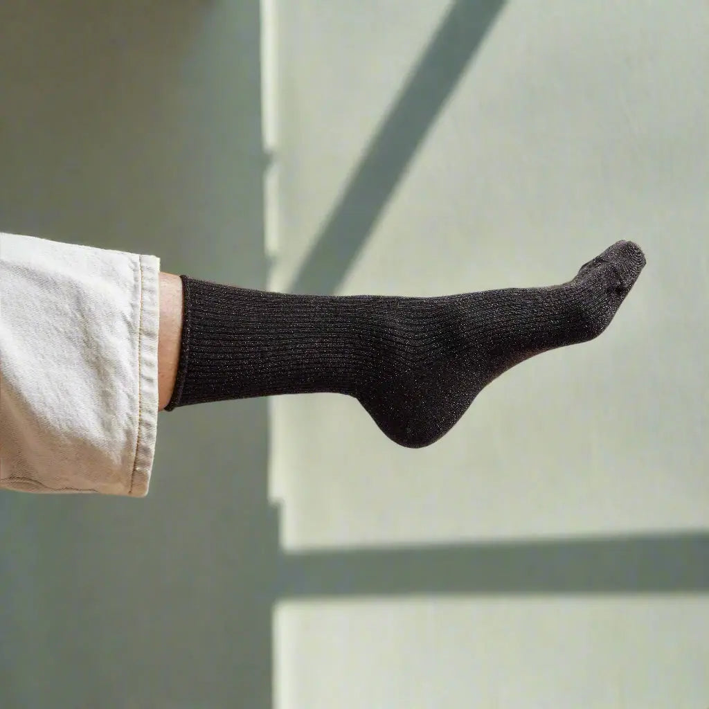 Glitter Lurex Socks - Chocolate Dark Brown