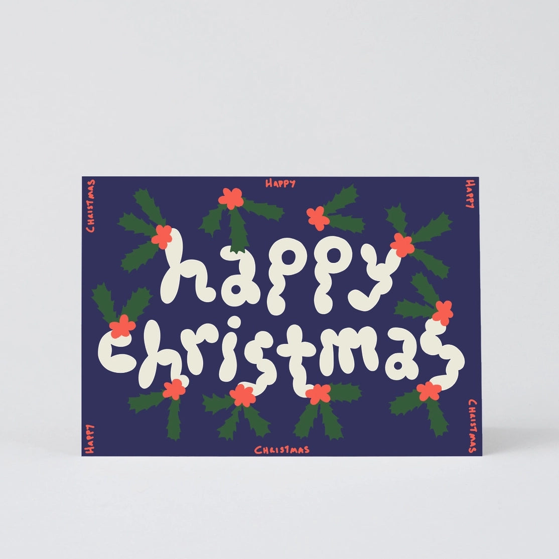 'happy Christmas Holly' Holiday Greeting Card