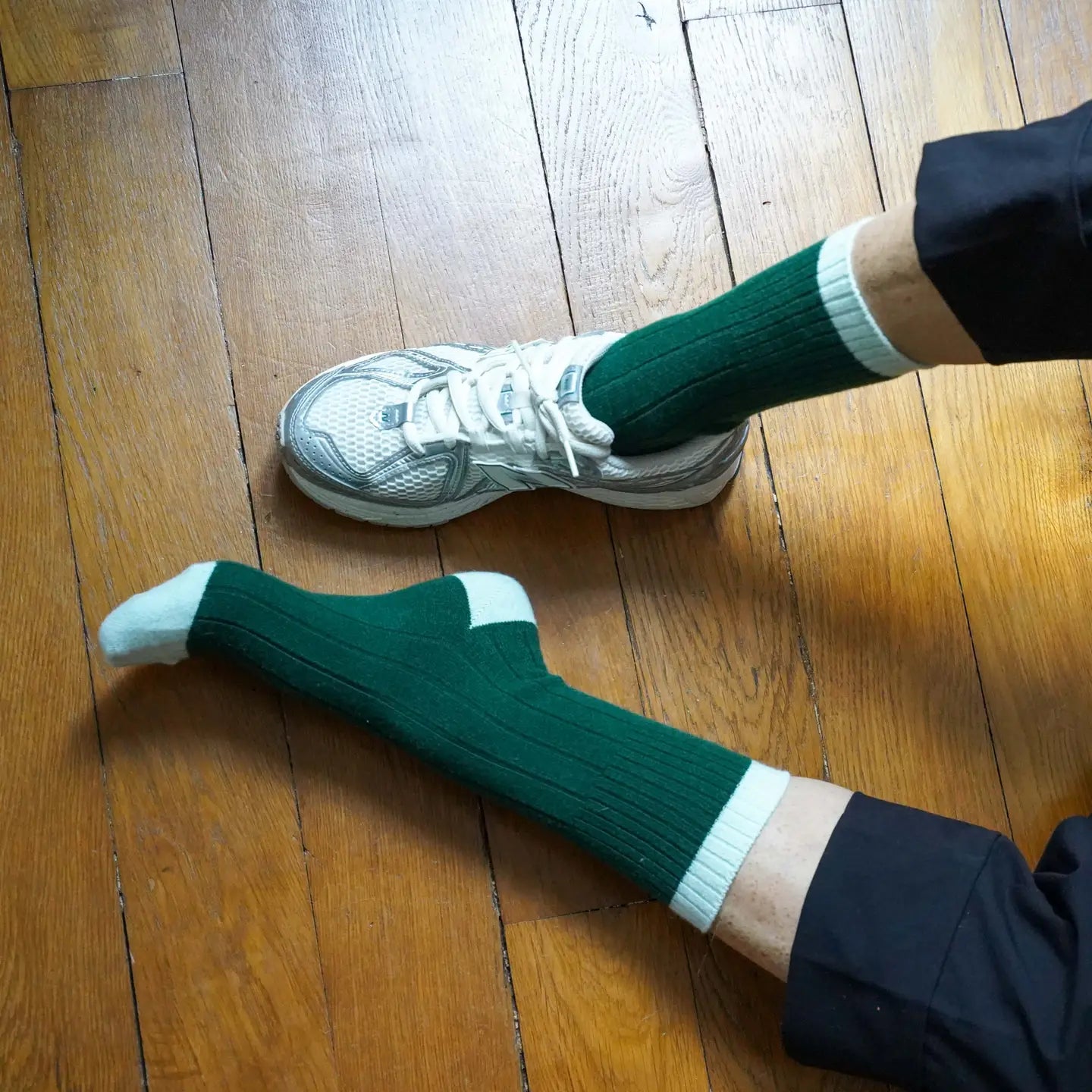 Merino Wool Banded Socks - Green