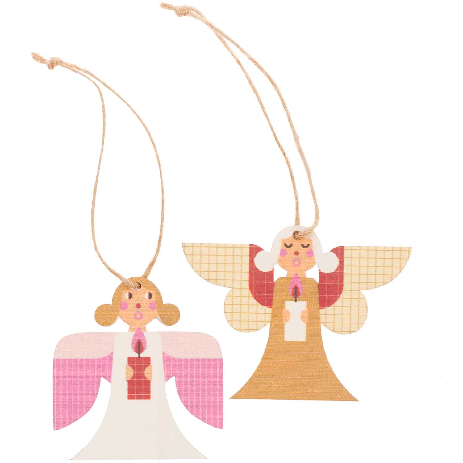 Wooden hanger angel mix 2 pcs