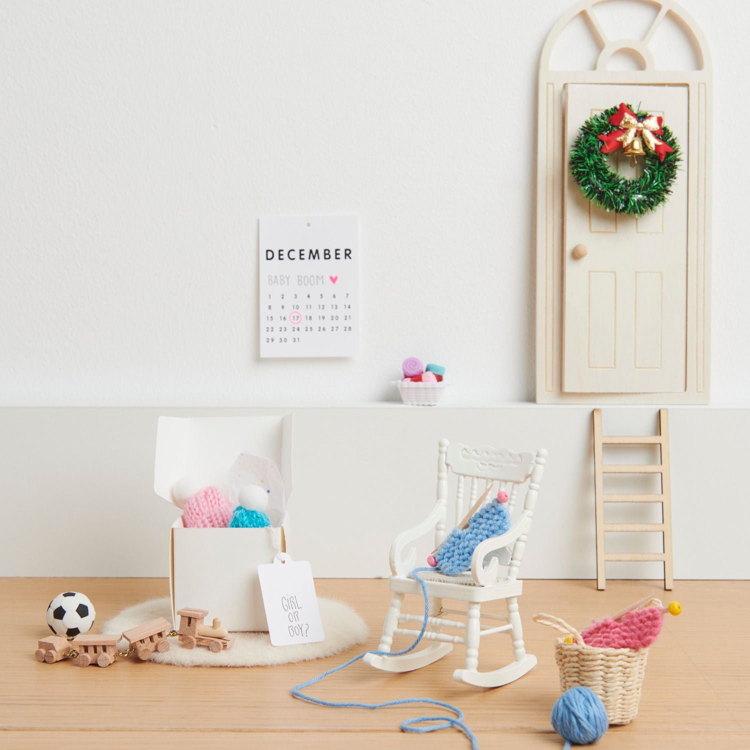 Set of 2 Miniature knit beanies