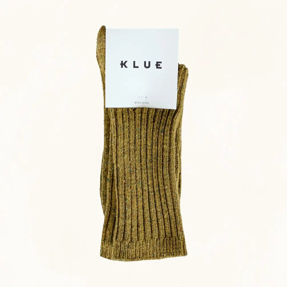 Silk and Wool Dust Star Socks - Khaki