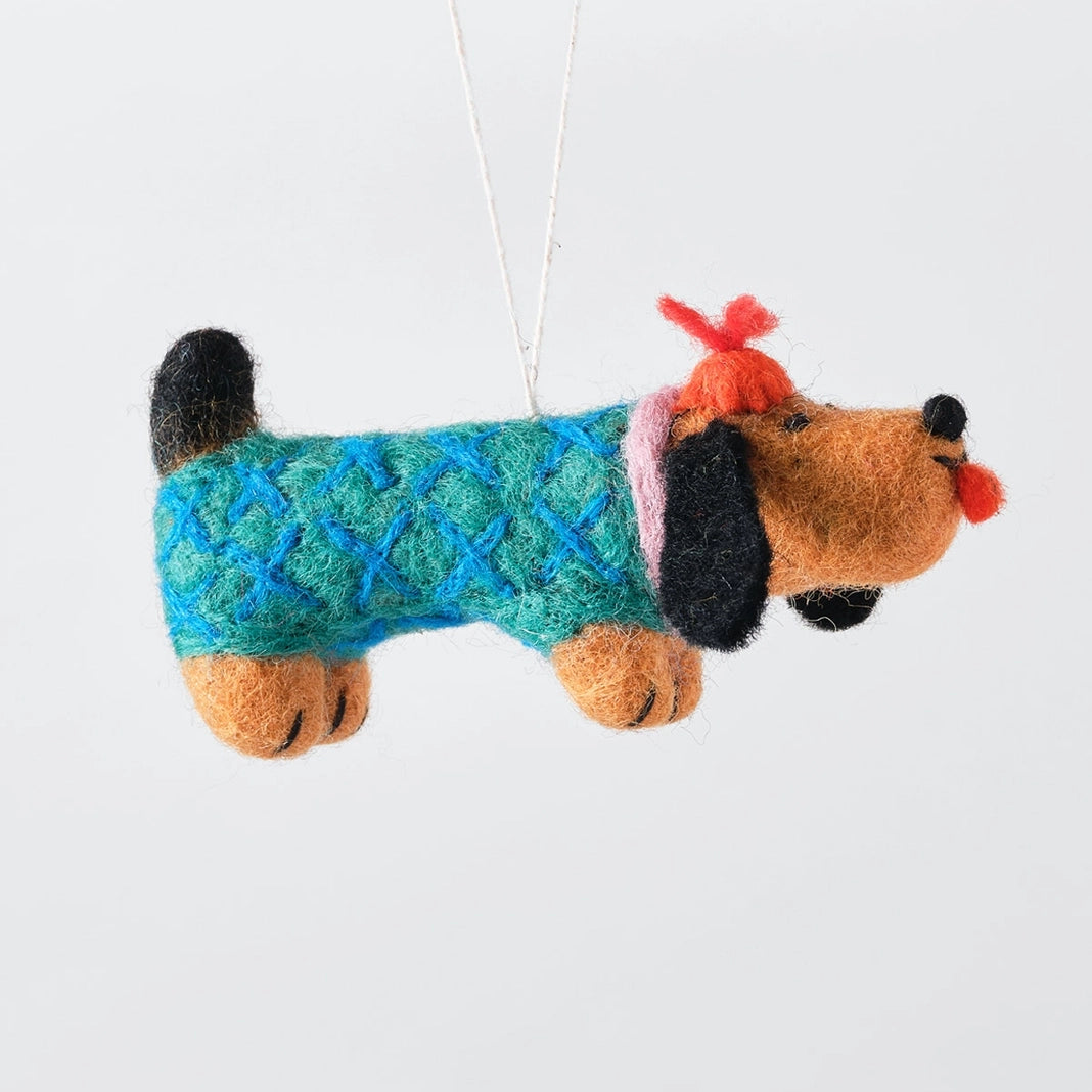 Wiener Hanging Felt Ornament