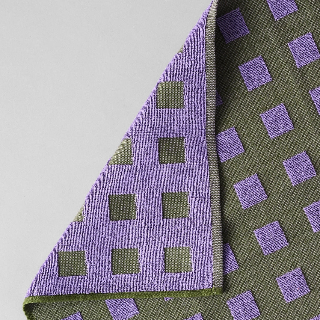 Squares Olive/Lilac Tea Towel