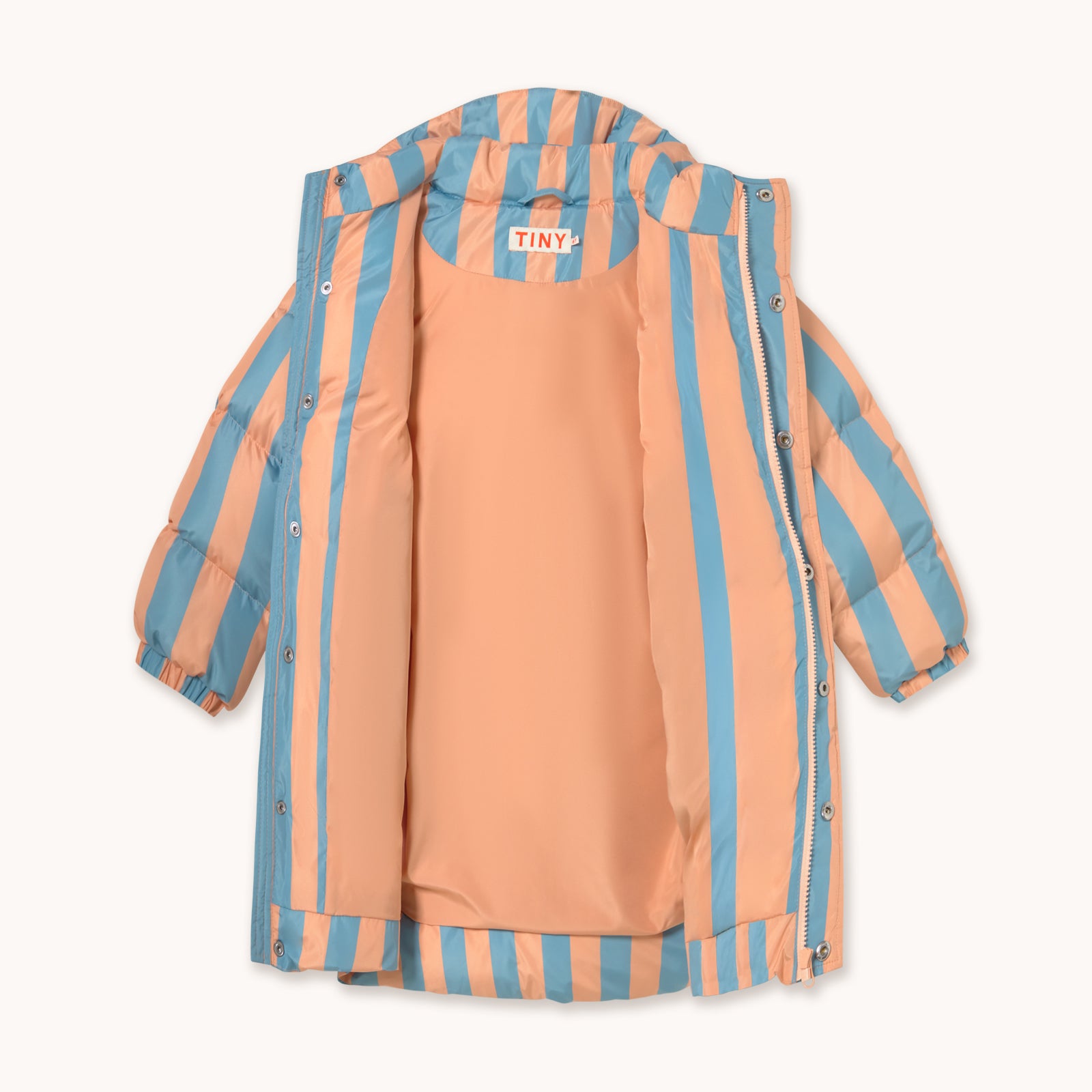 NUDE-BLUE STRIPES PADDED JACKET