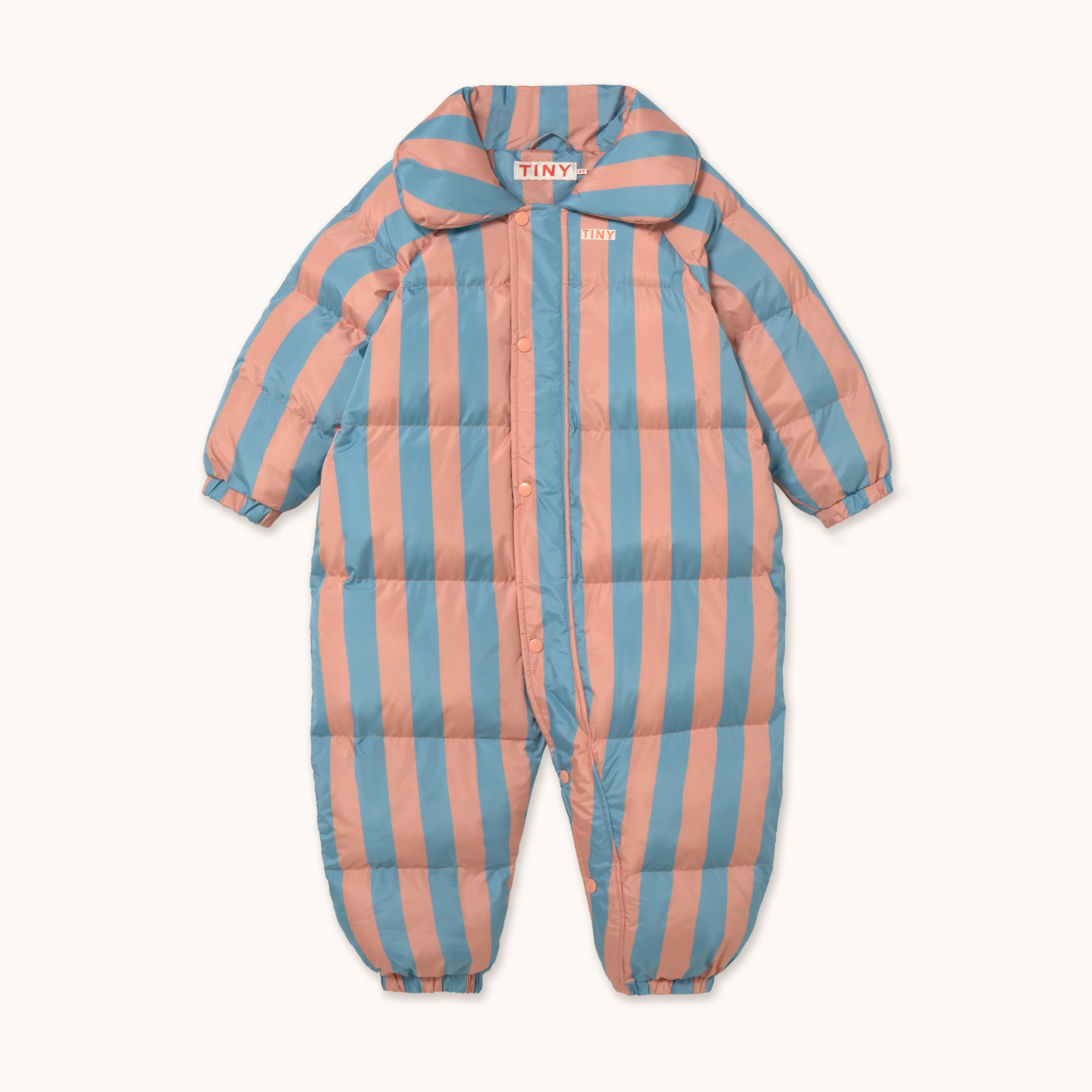 Nude-Blue Stripes Padded Overall