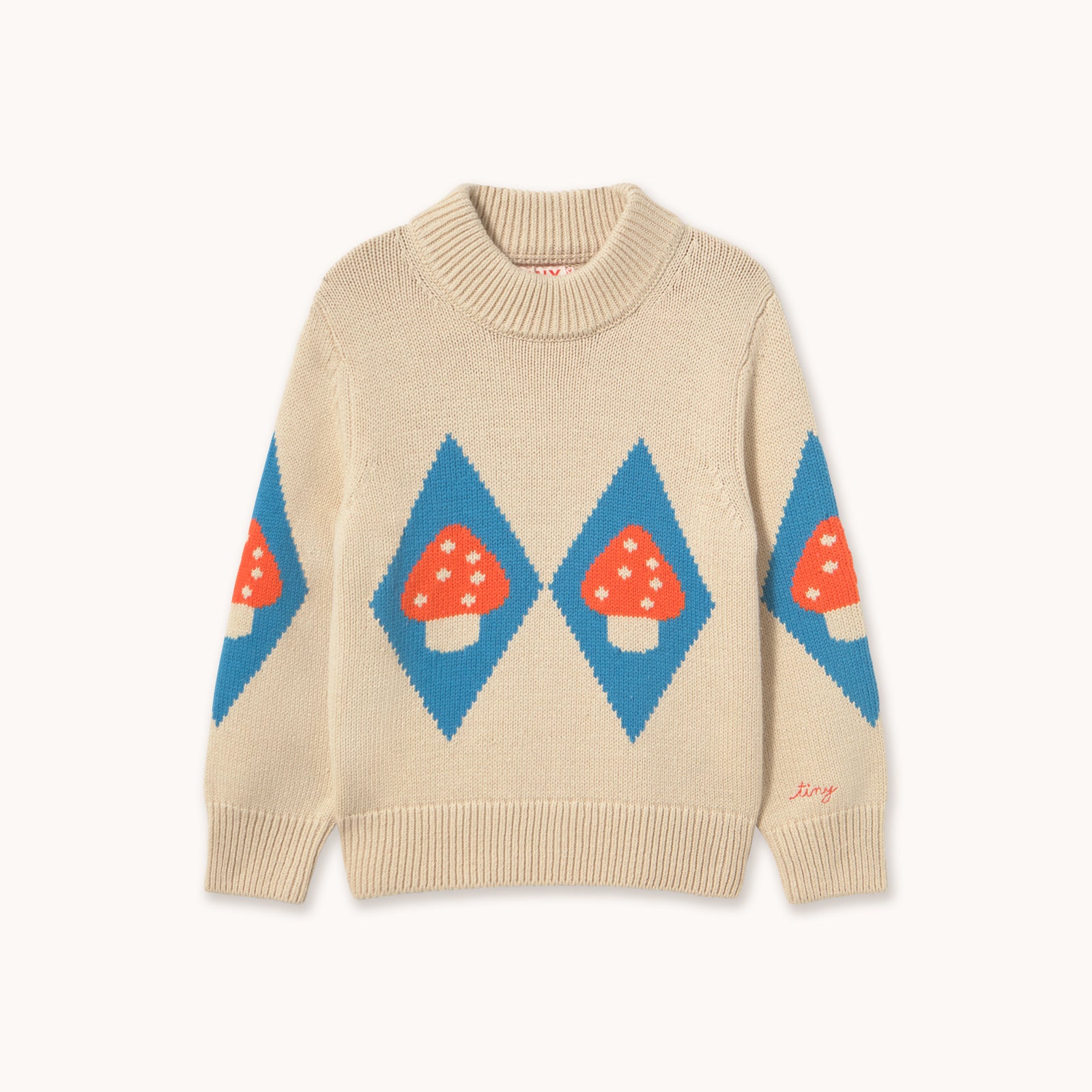 MUSHROOM DIAMONDS MOCKNECK SWEATER