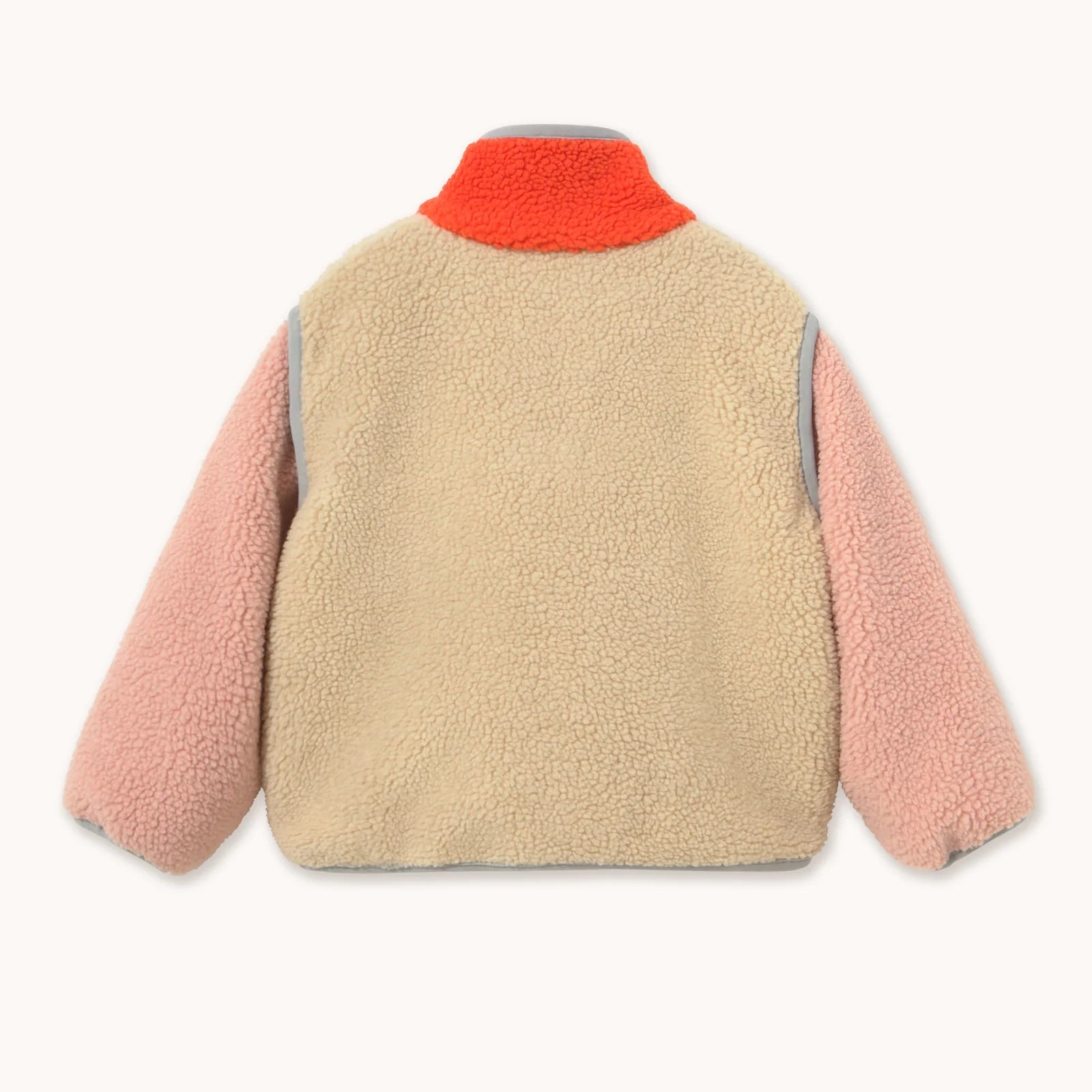 COLOR BLOCK SHERPA JACKET - Cream