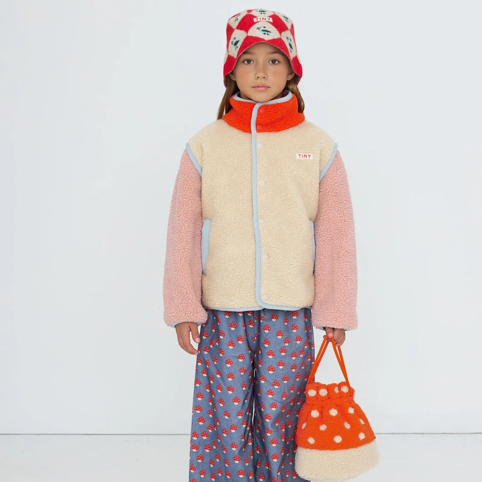 COLOR BLOCK SHERPA JACKET - Cream