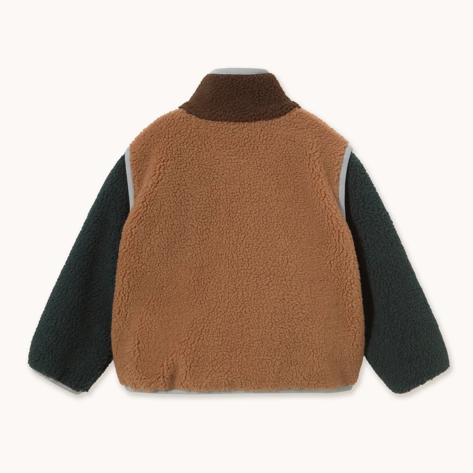 COLOR BLOCK SHERPA JACKET - Brown
