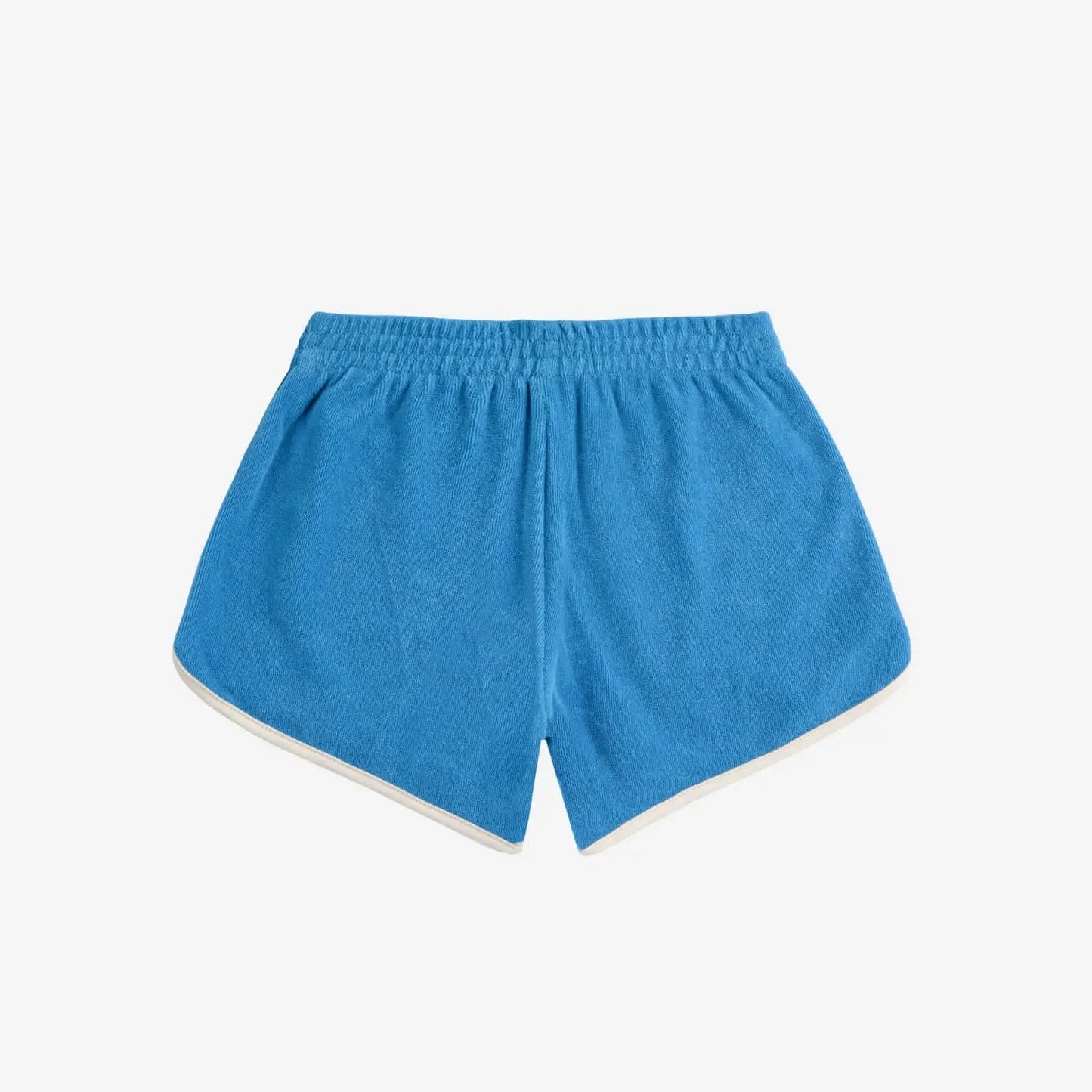 Blue color block terry cloth shorts