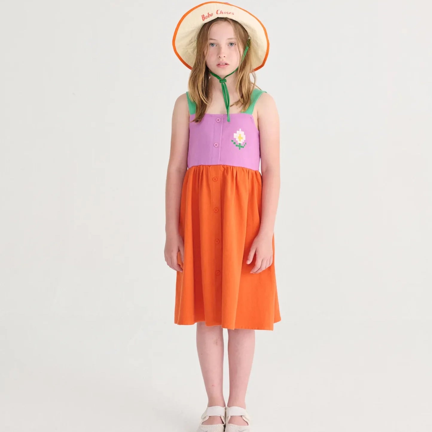 Pixel Daisy color block woven dress
