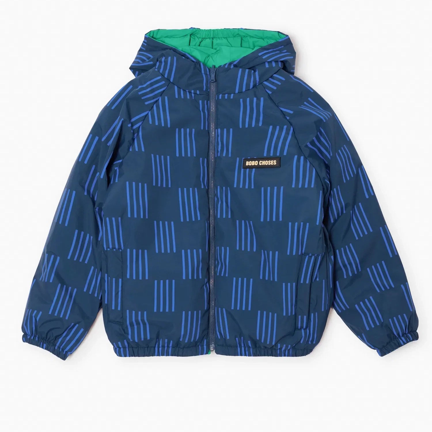 Almost Moiré all over reversible anorak - Navy