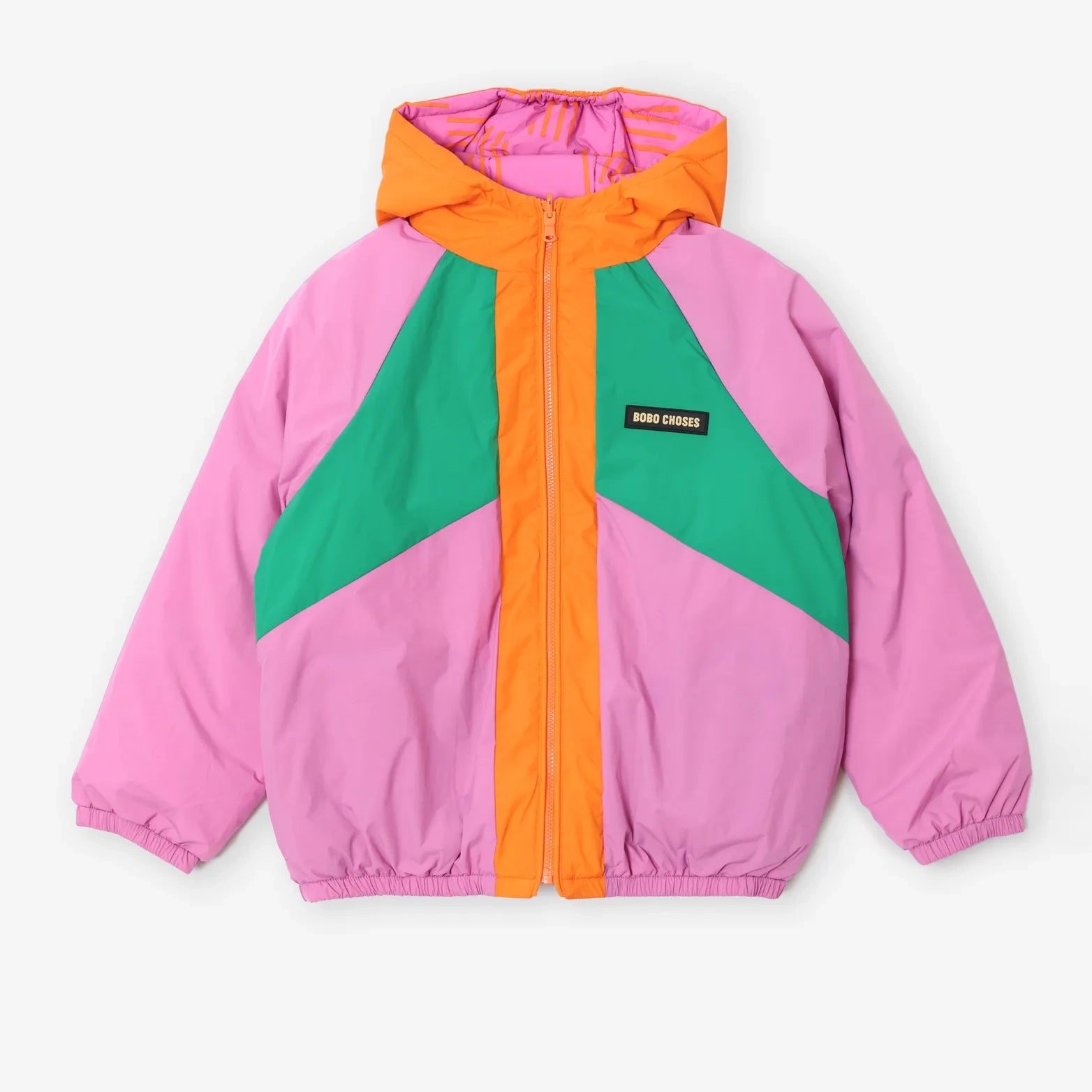 Almost Moiré all over reversible anorak - Fuchsia