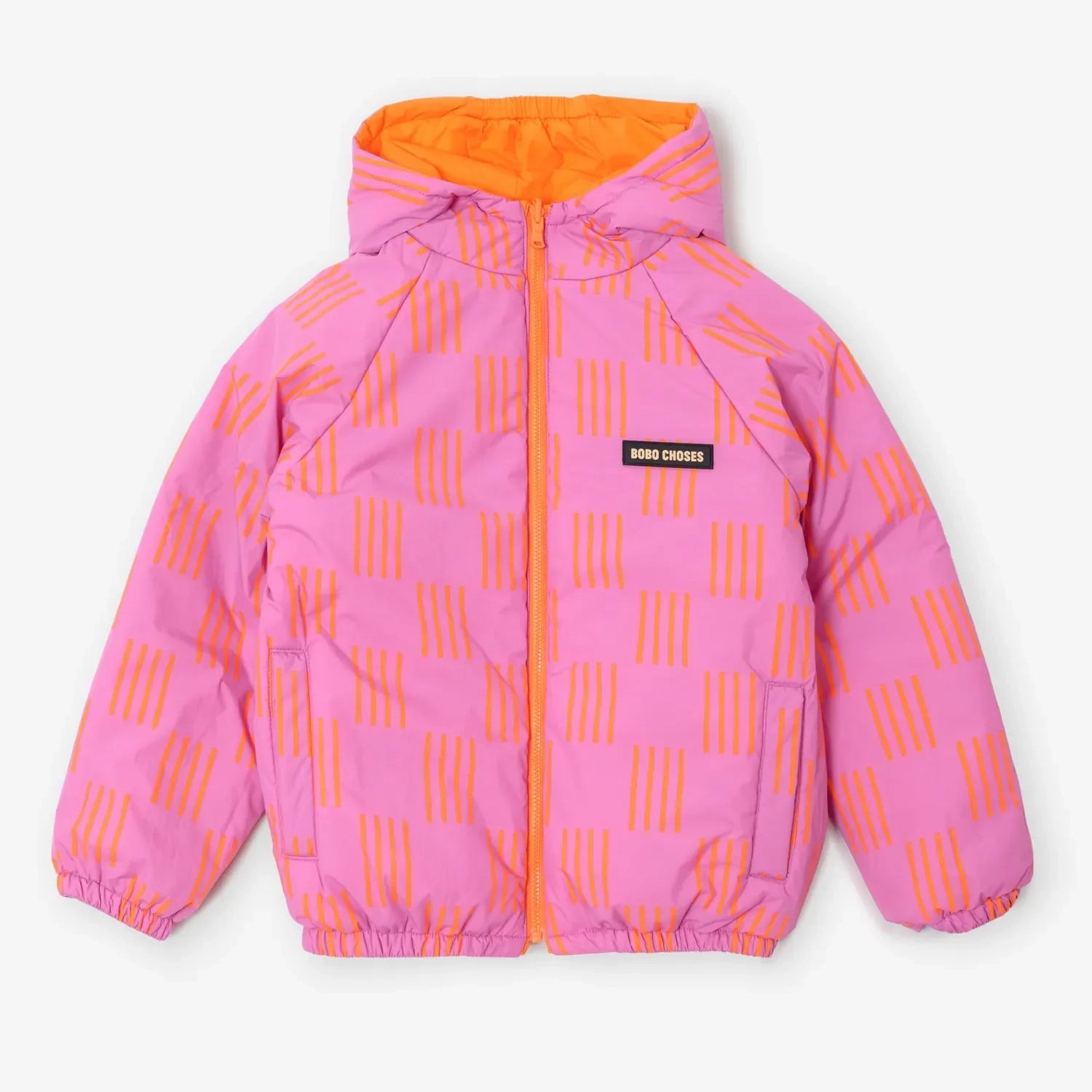 Almost Moiré all over reversible anorak - Fuchsia
