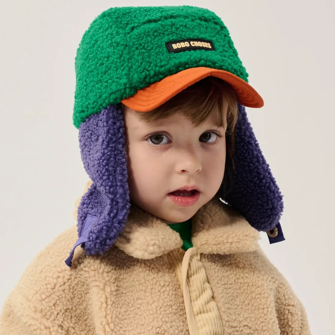 Bobo Choses color block sheepskin chapka - Lila