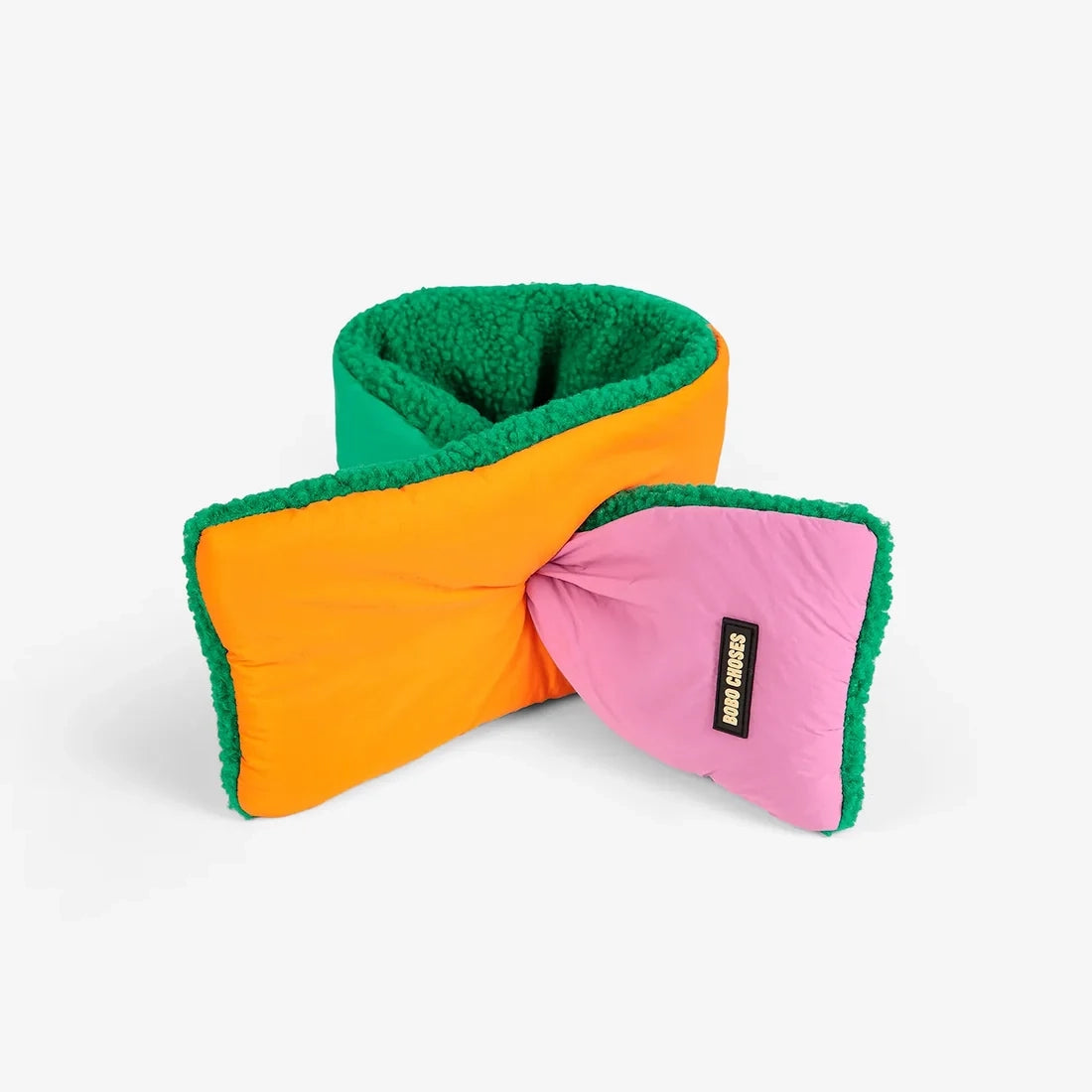 Color Block sheepskin neck warmer - Pink