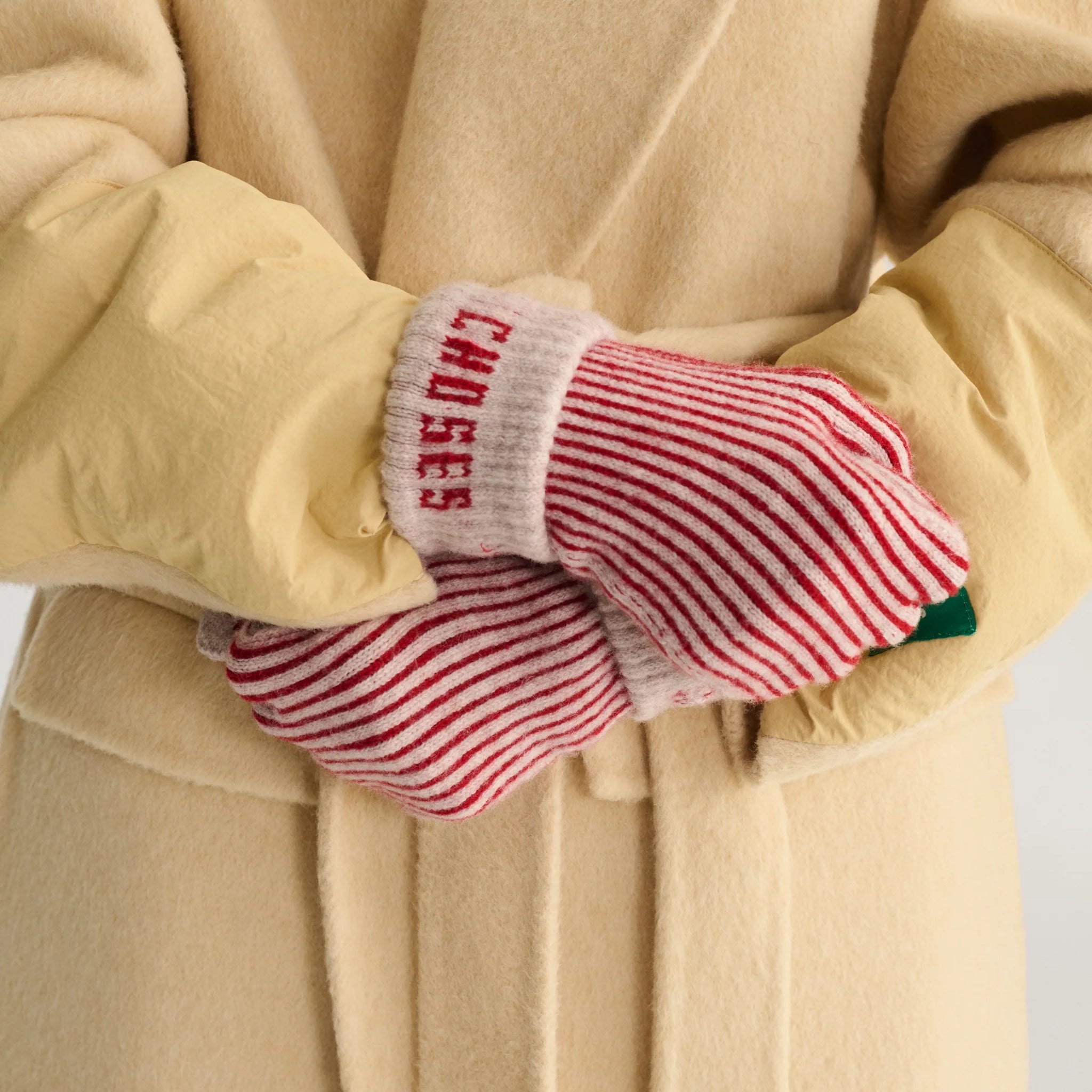 Adult Merino wool stripes knitted gloves