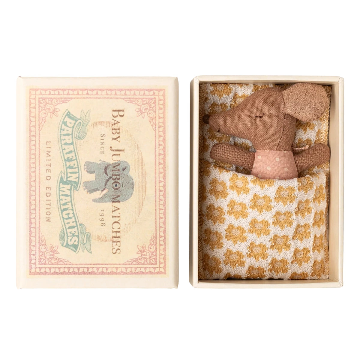 Sleepy wakey baby mouse in matchbox - Rose