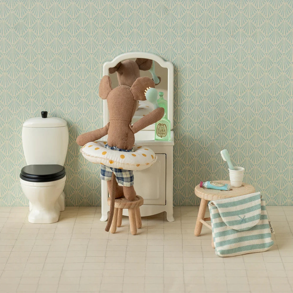 Toothbrush set in bag, Mouse - blue stripe