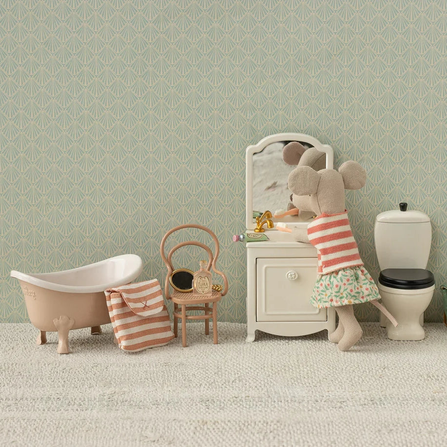 Toothbrush set in bag, Mouse - Coral stripe