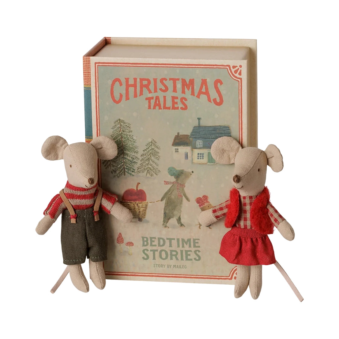 Christmas twin mice, Little sister and brother in book