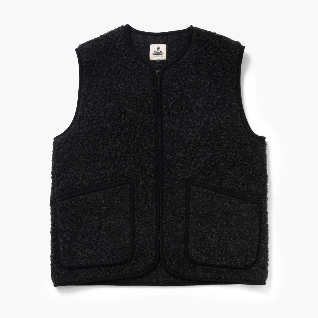 トップス Early 20th Century Black Wool Gilet Unisex Coldbreaker Gilet - Black