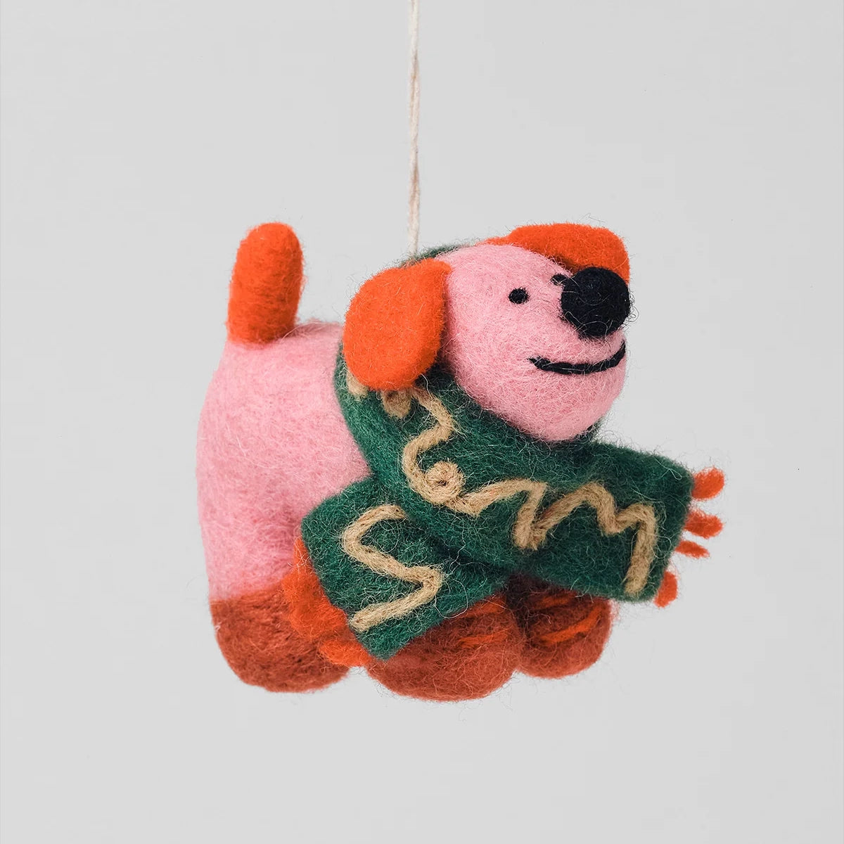 Flip, Dog With Scarf Hanging Felt Ornament
