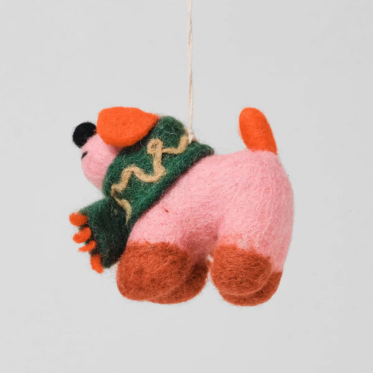Flip, Dog With Scarf Hanging Felt Ornament