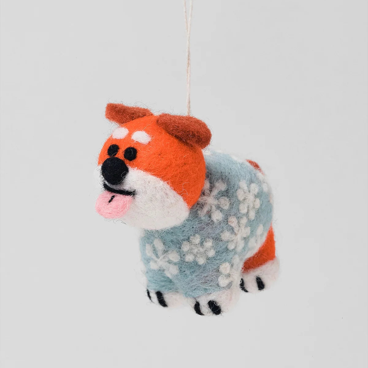 Suki Dog in Snowflake Jumper Hanging Felt Ornament
