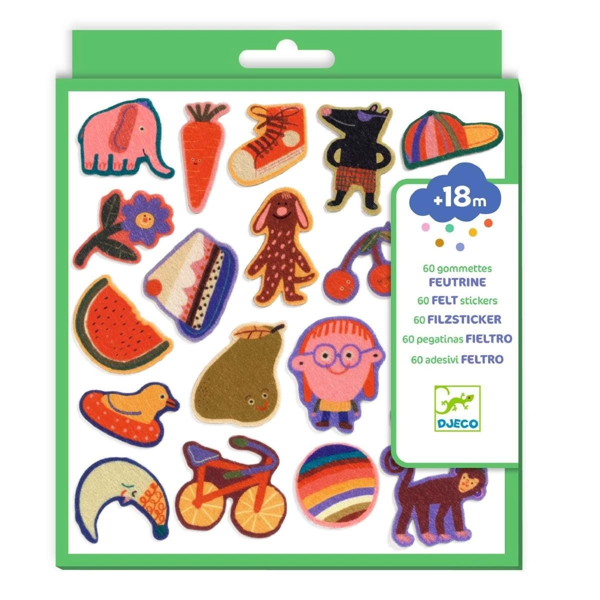 60 felt stickers - Simple Funny