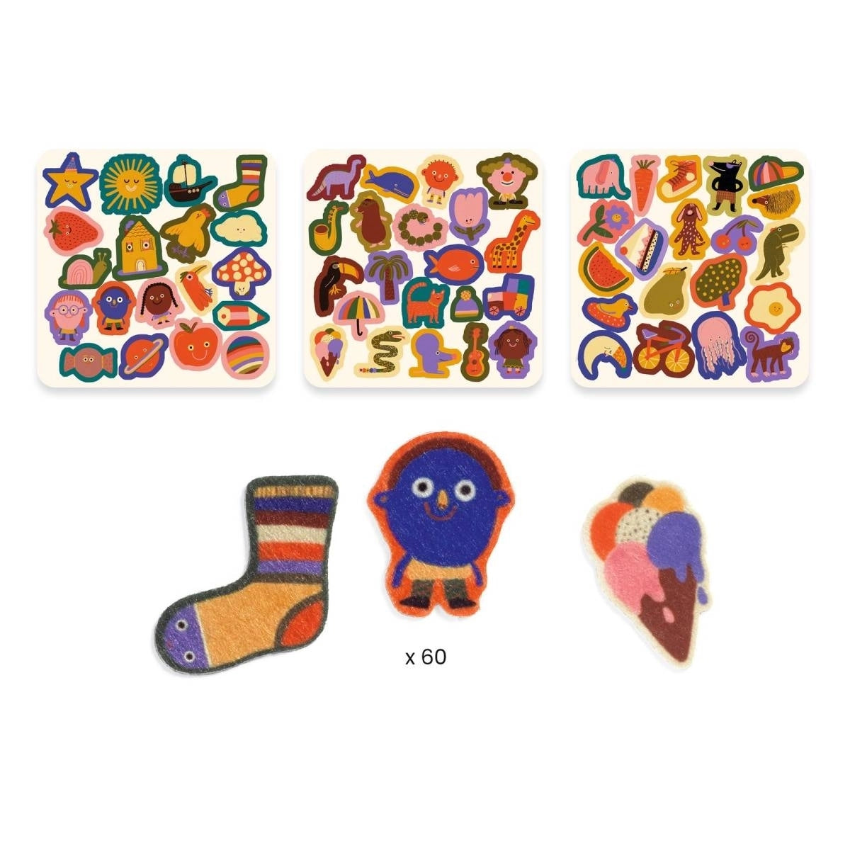 60 felt stickers - Simple Funny