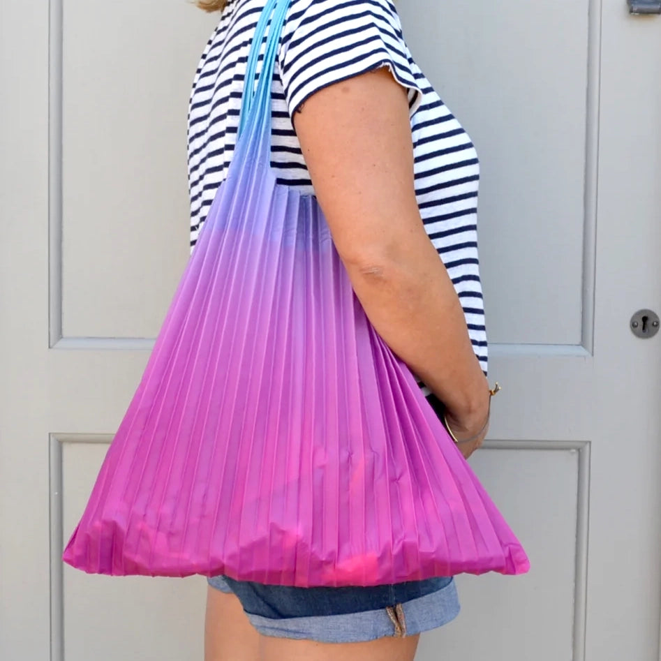 PLEATED Rainbow Blue Recycled Bag