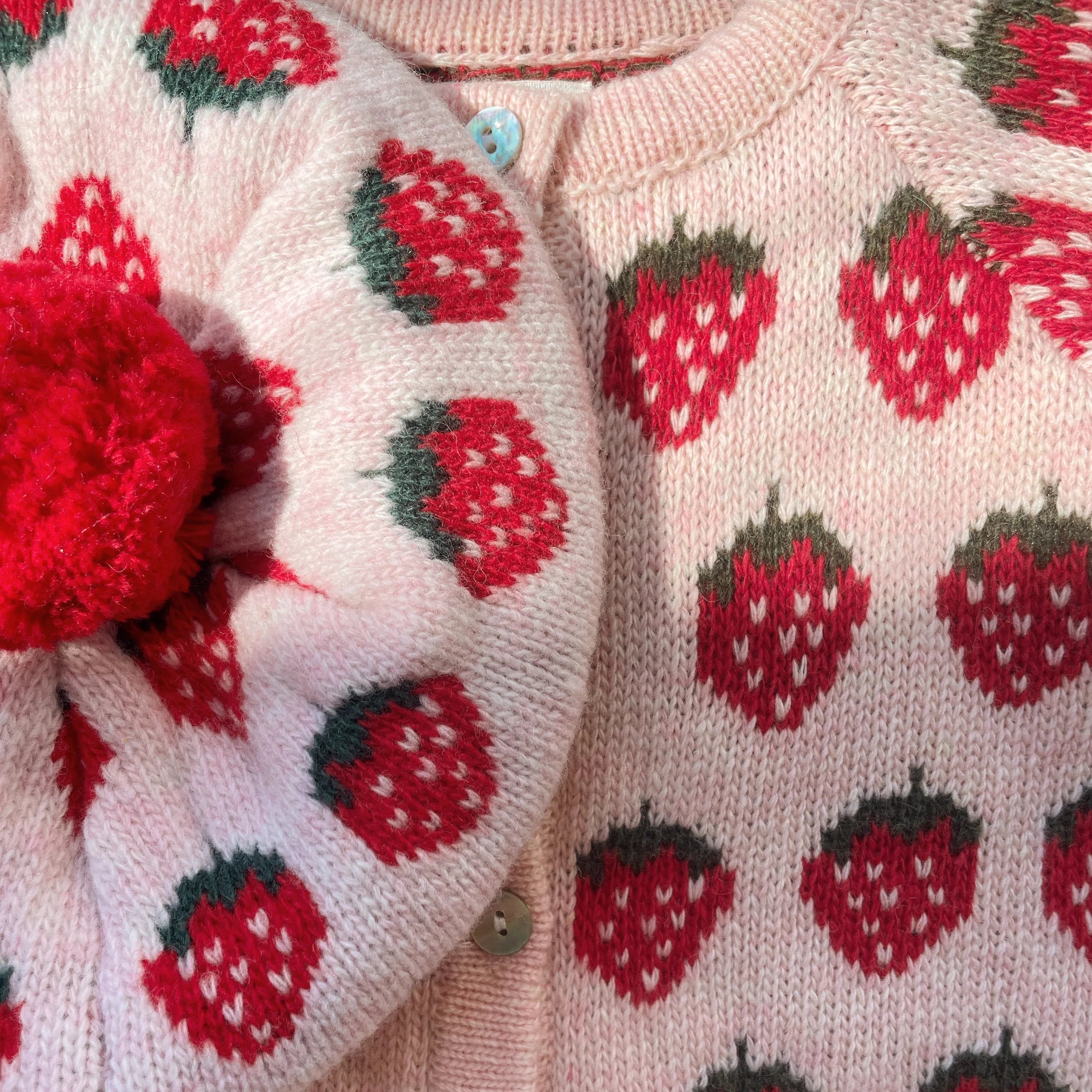 BELOU KNIT COLLAR CARDIGAN - STRAWBERRY
