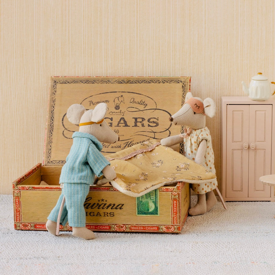 Mum and dad mice in cigarbox