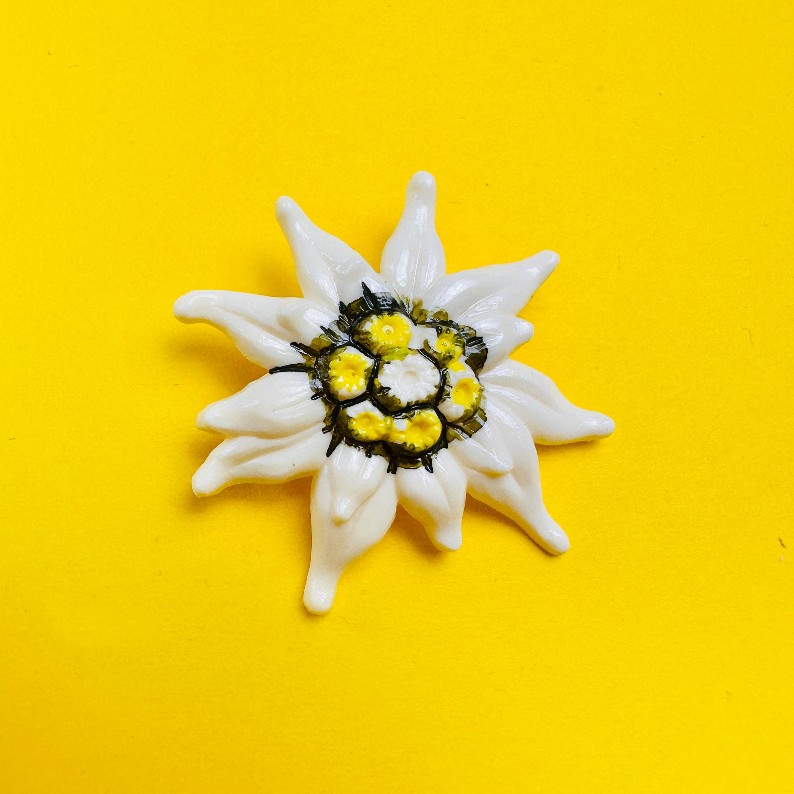 Vintage hand-paint pin - Edelweiss
