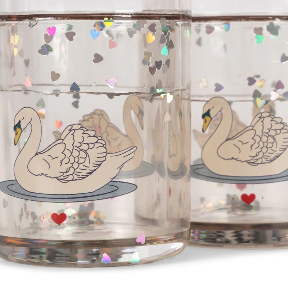 2 PACK GLITTER CUPS - SWAN OFF WHITE