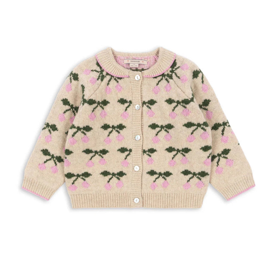 BELOU KNIT COLLAR CARDIGAN - CHERRY