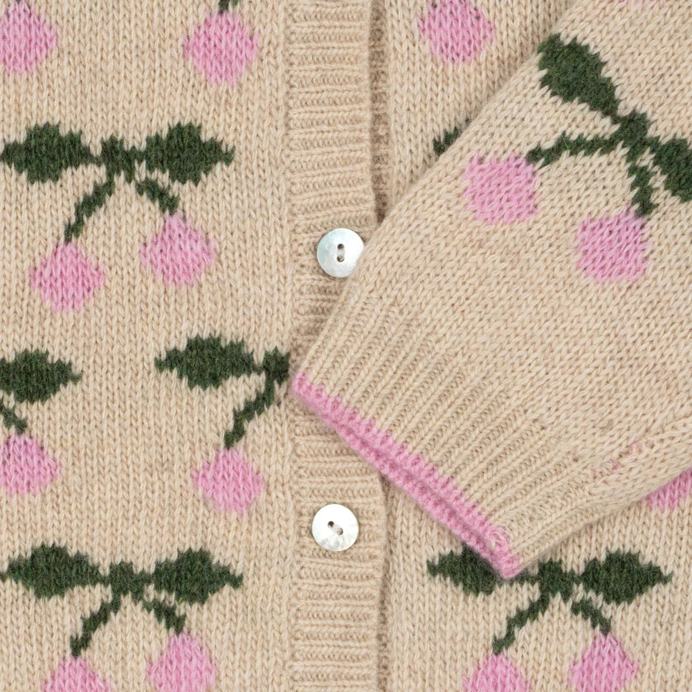 BELOU KNIT COLLAR CARDIGAN - CHERRY