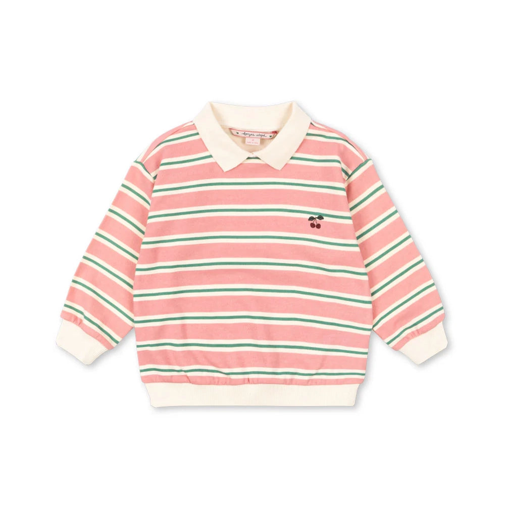 SPOTTY LS POLO - BLUSH BOUND STRIPE