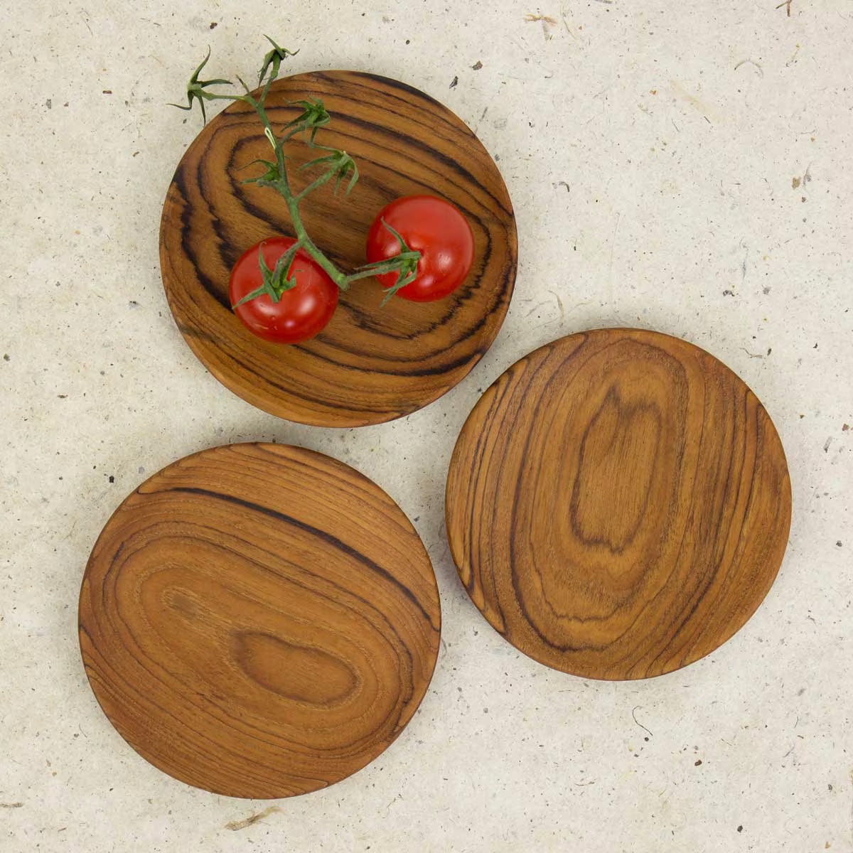 Small teak round plate