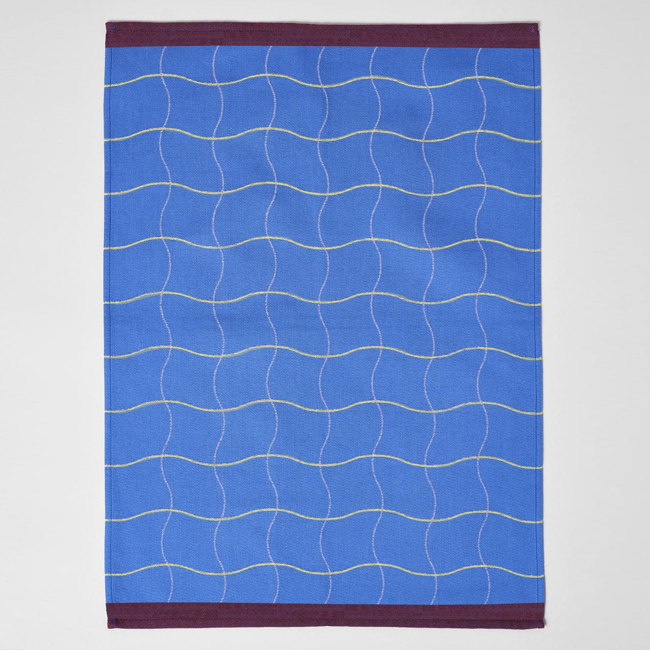 Wave Grid Blue Cotton Tea Towel