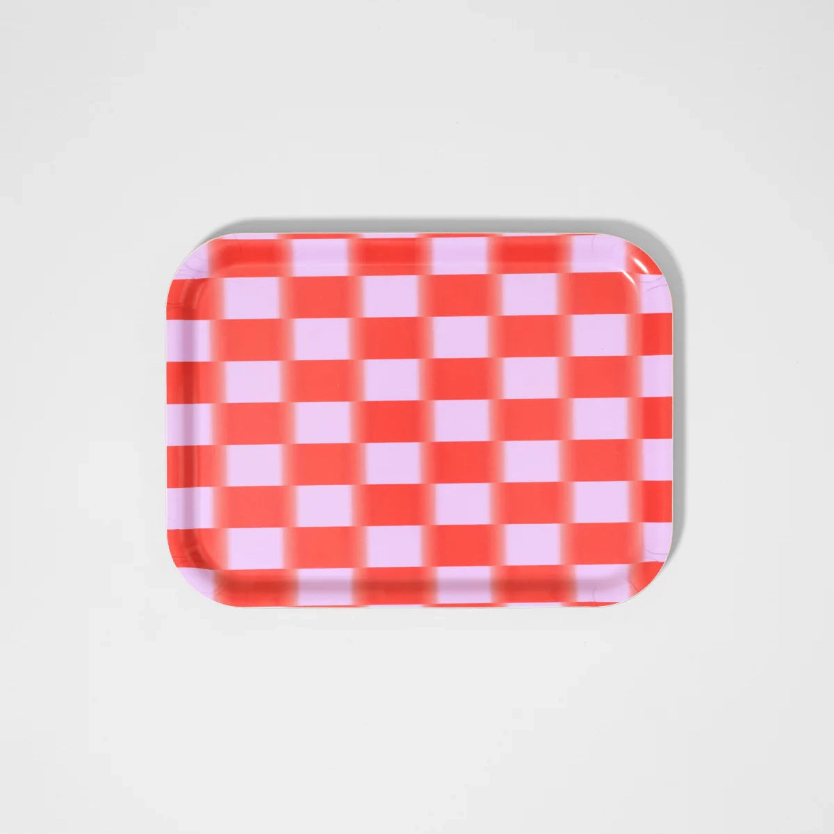 Red Gradient Check Mini Birch Serving Tray