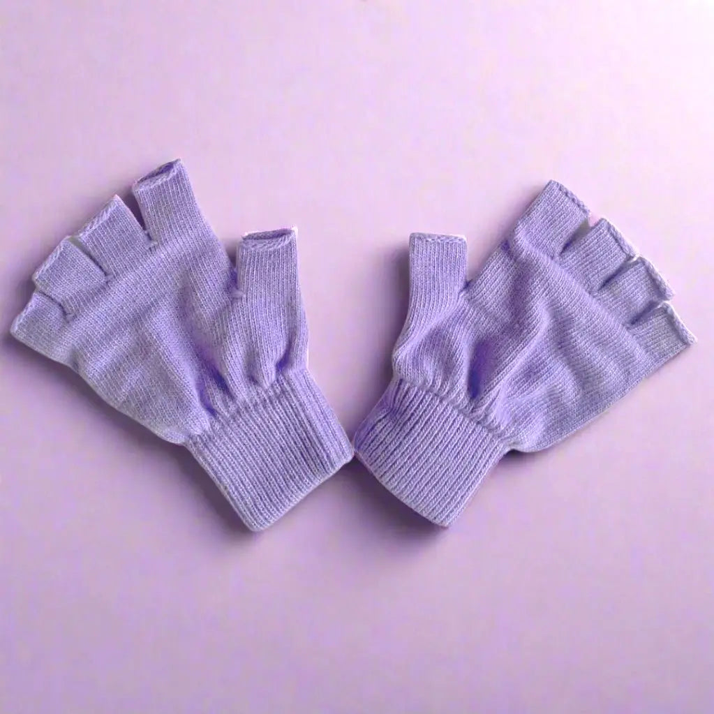 Wool Fingerless Gloves - Lilac
