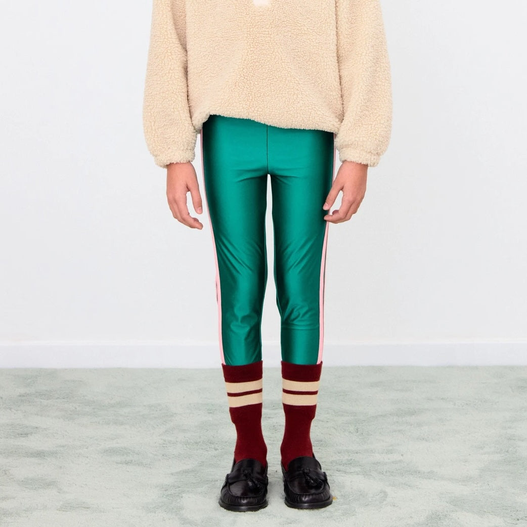 TINY LOGO SHINY LEGGINGS - GREEN